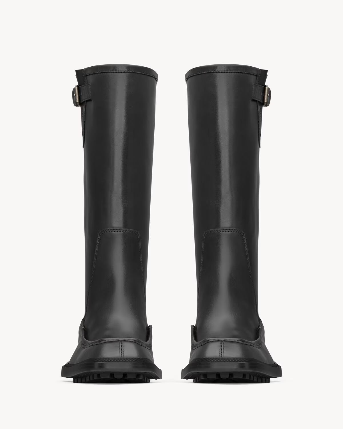 YSL Joe Buckle Boots Smooth Leather Black