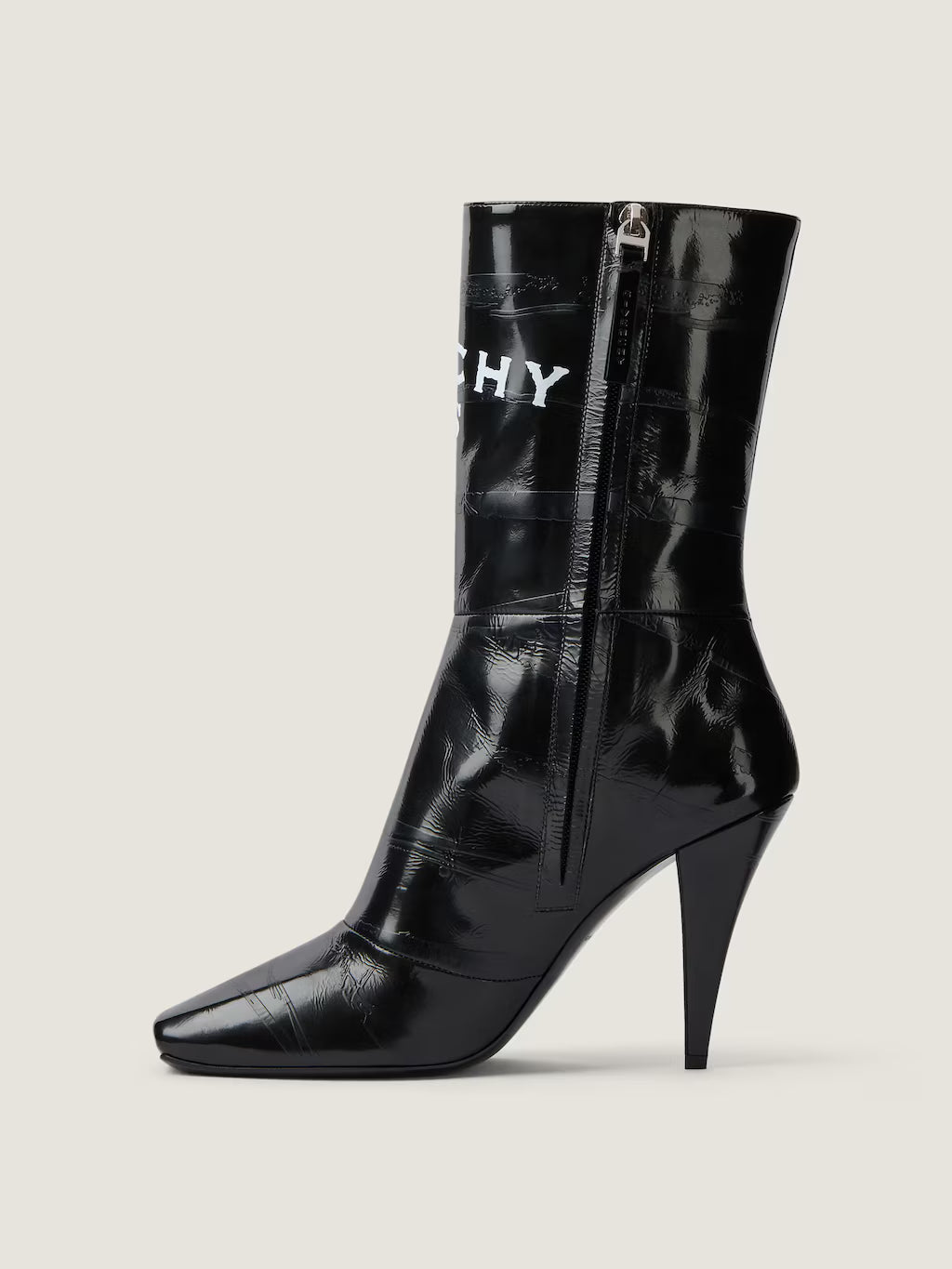 Givenchy Sliced Square Givenchy Tape Ankle Boots In Leather Black