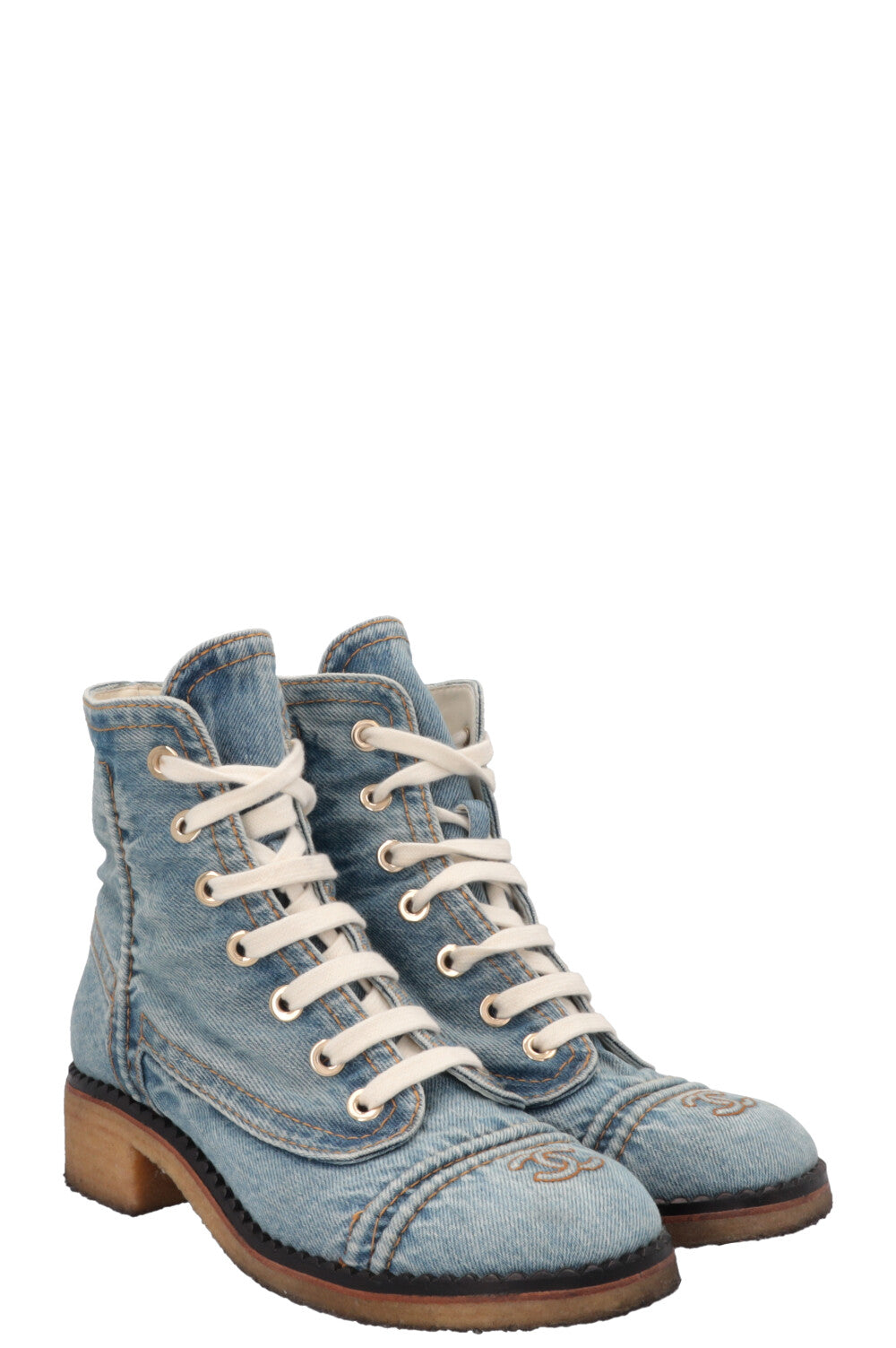 Denim Ankle Lace Up Boots