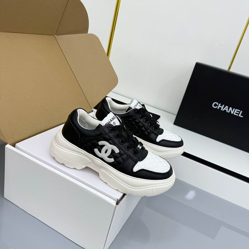 White Black Chunky Canvas Sneakers