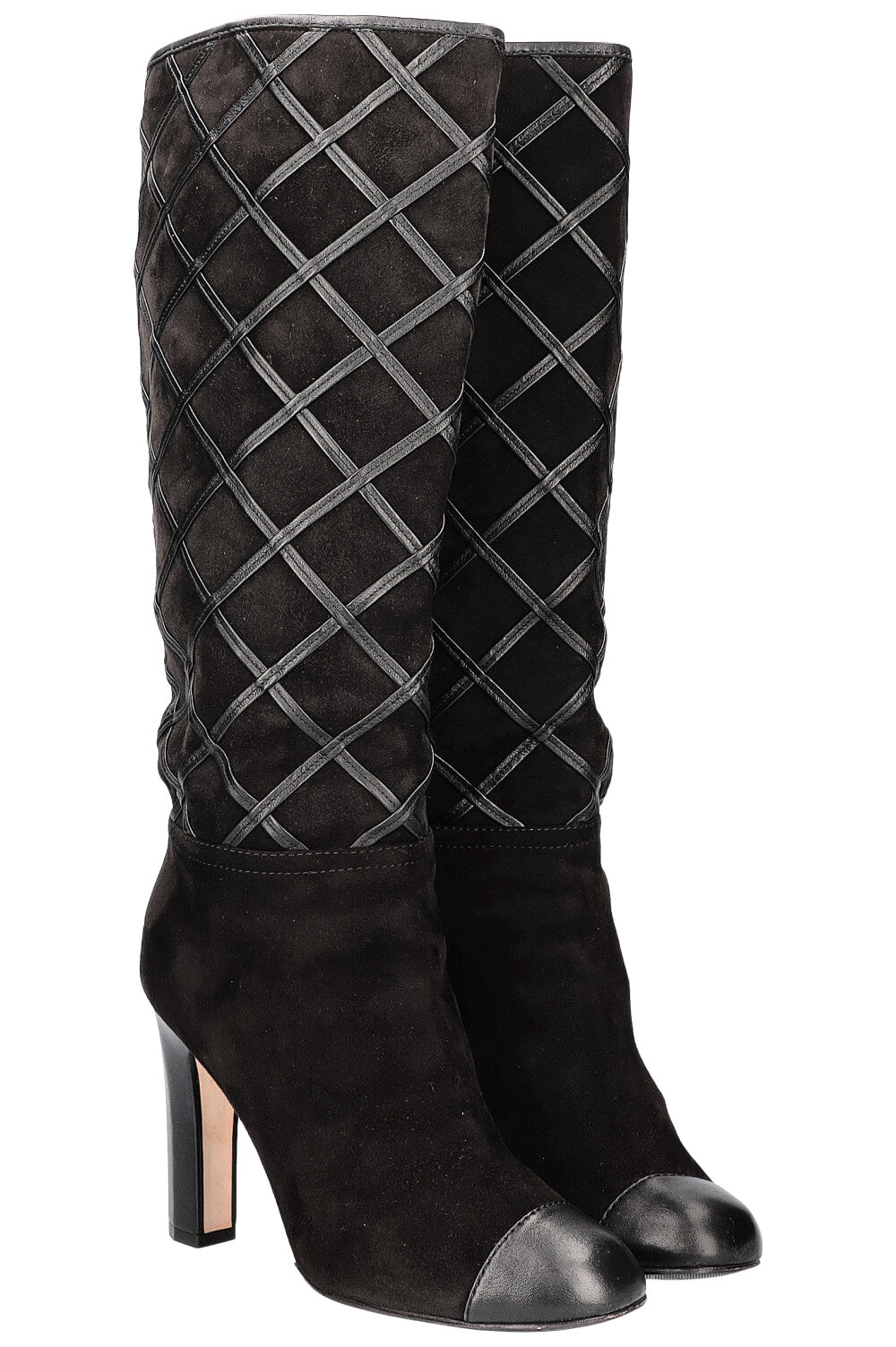 Boots Diamond Stiching Leather Black