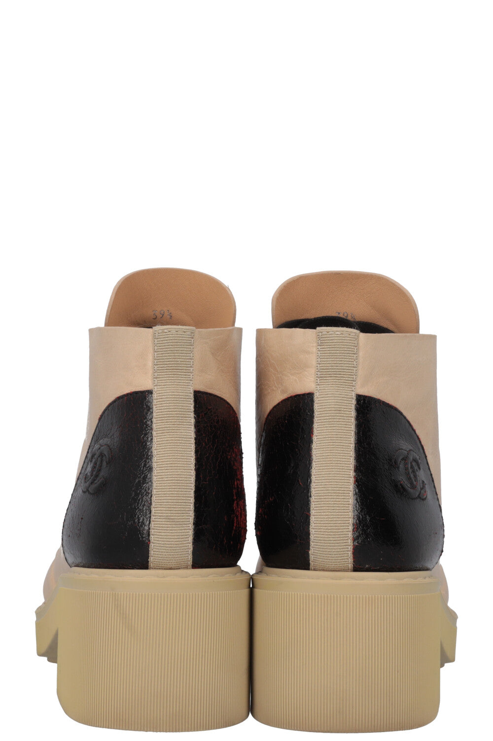 Boots Leather Beige Black