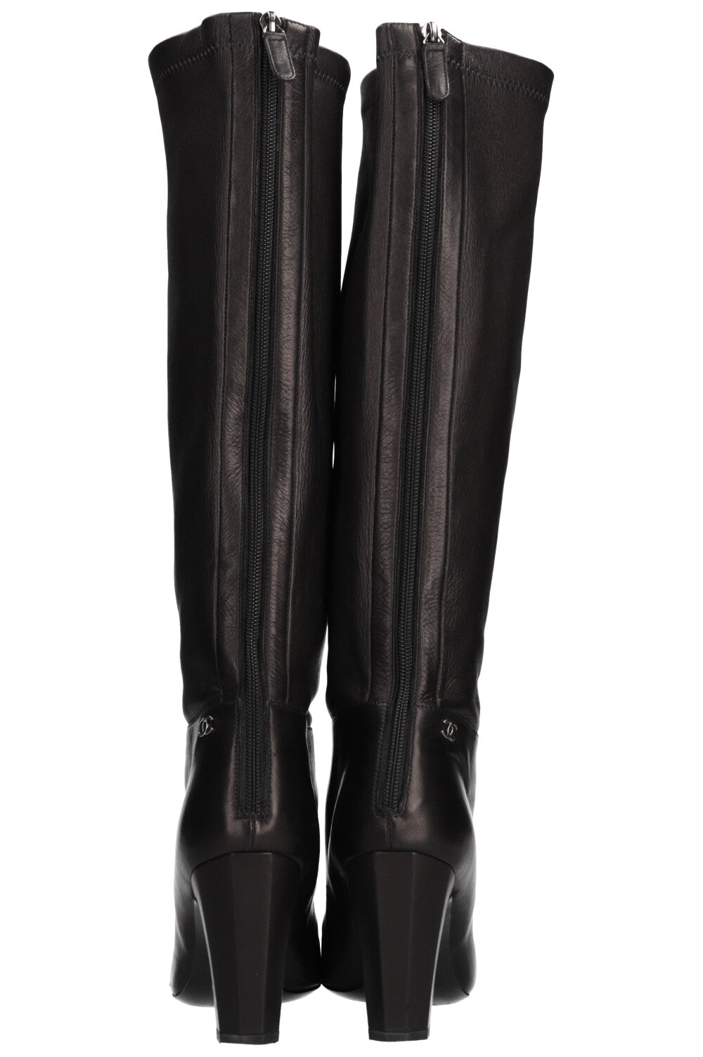 Metal Cap Toe Boots Leather Black