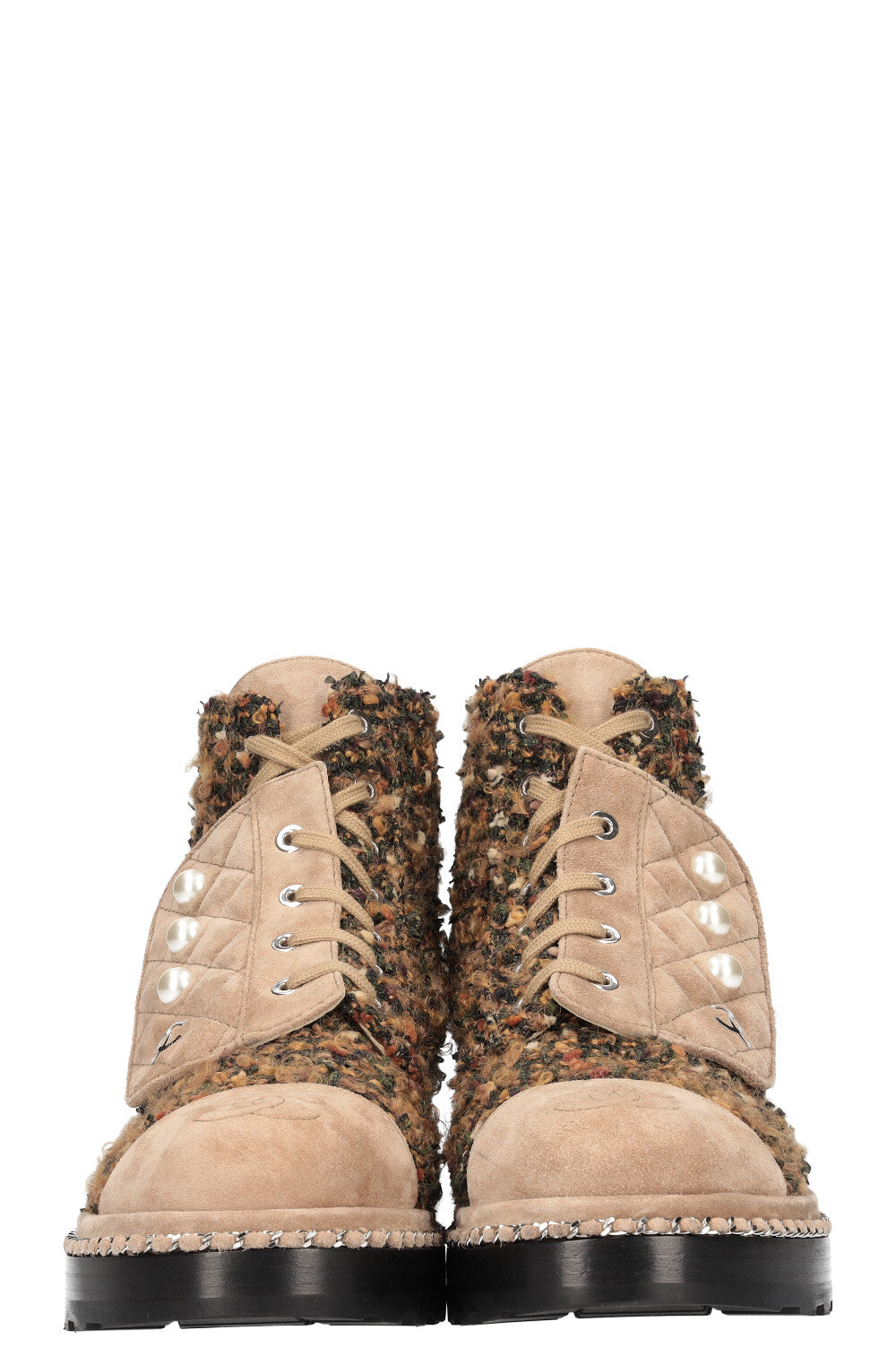 Combat Boots Tweed with Beige Suede