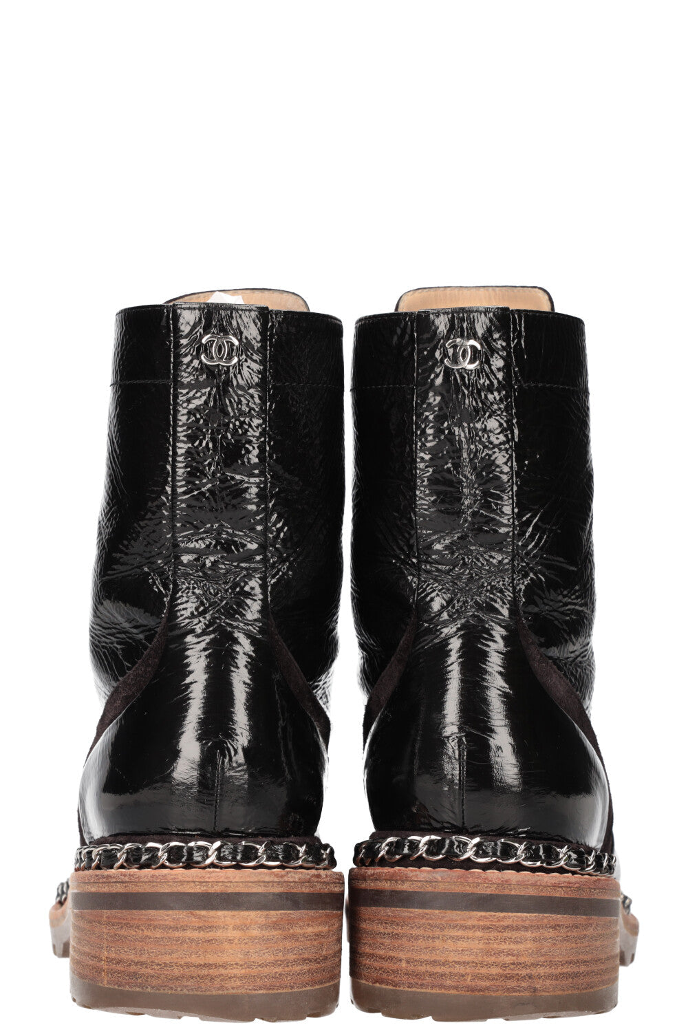 Boots Chain Patent Leather Black