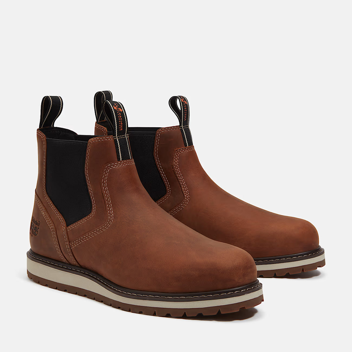 Timberland Irvine Chelsea Soft Toe Work Boot Medium Brown Full-Grain