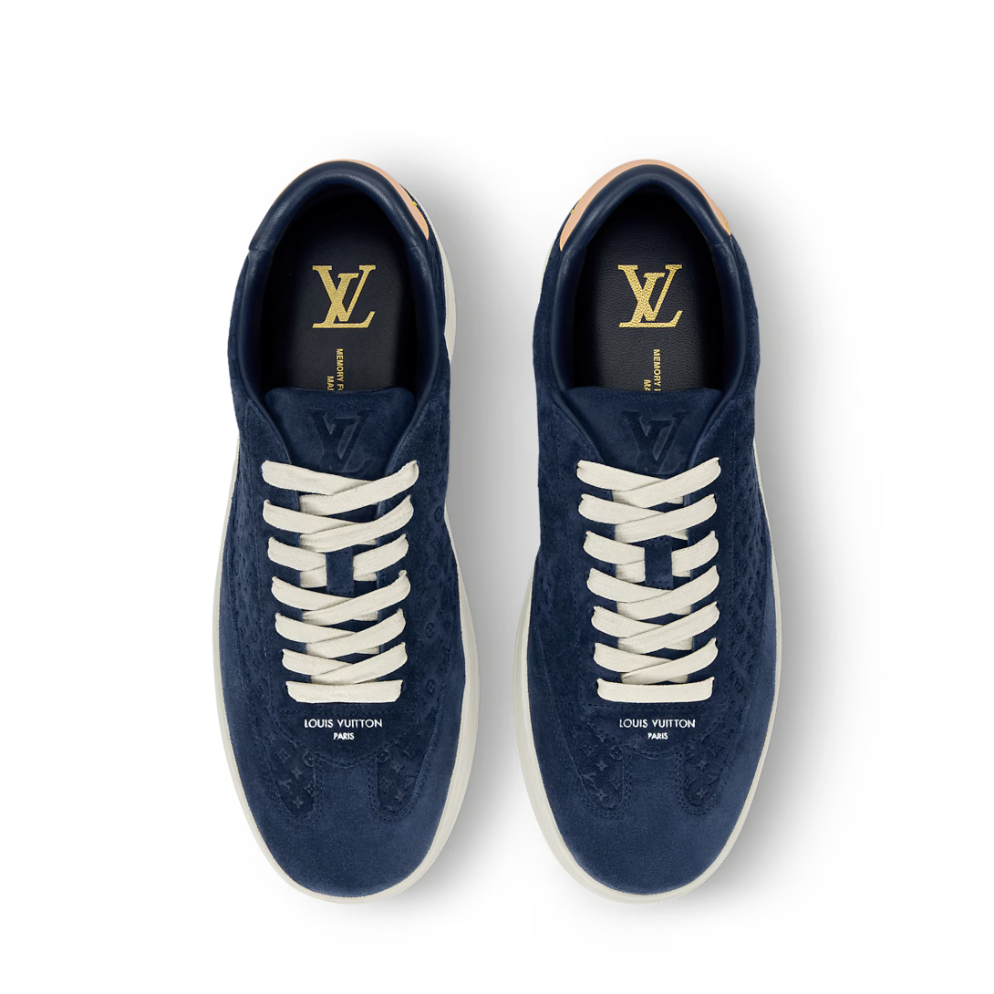 LV Flash Sneaker Monogram-Debossed Suede Calf Leather Marine