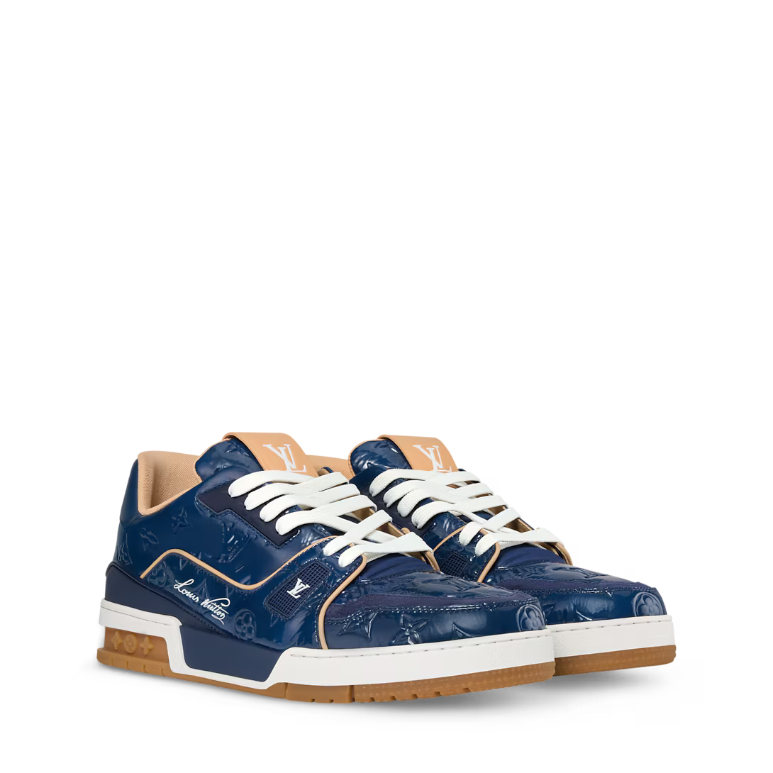 LV Tilted Sneaker Monogram Patent Calf Leather Navy Blue