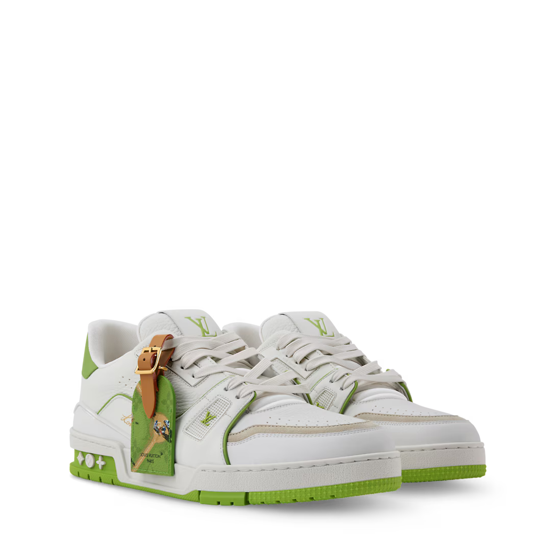 LV Trainer Sneaker Grained Calf Leather Green