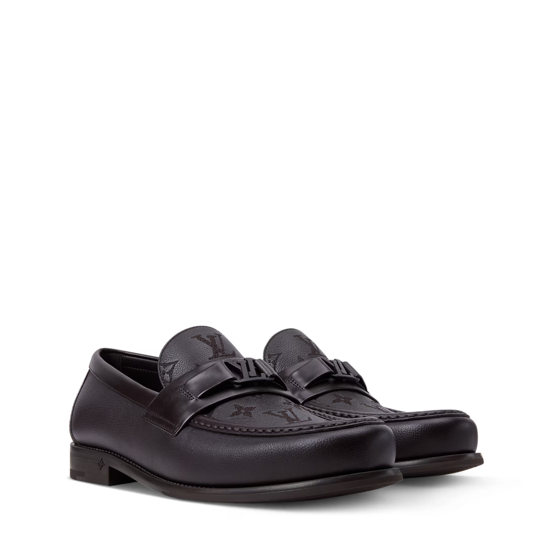 LV Major Loafer Grained Calf Lather With Monogram Embroidery Marron