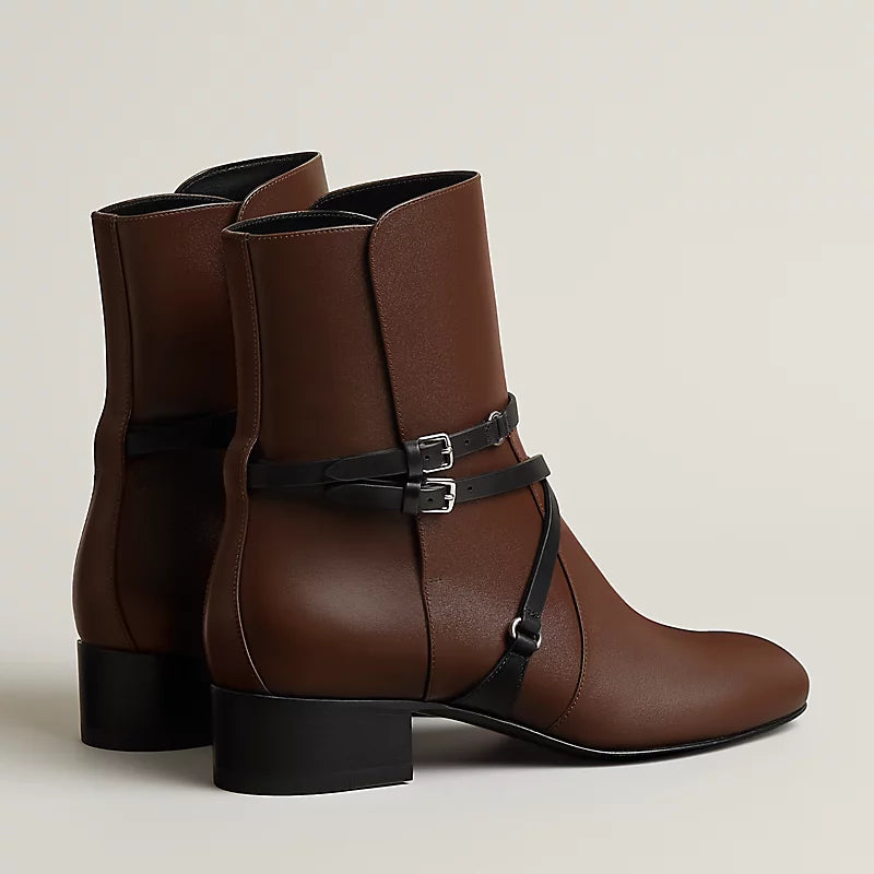 Hermes Nancy 35 Ankle Boot Chocolat / Noir