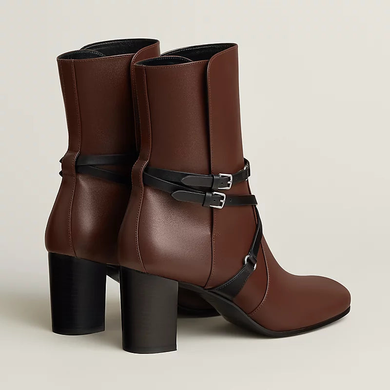Hermes Nancy 70 Ankle Boot Chocolat / Noir