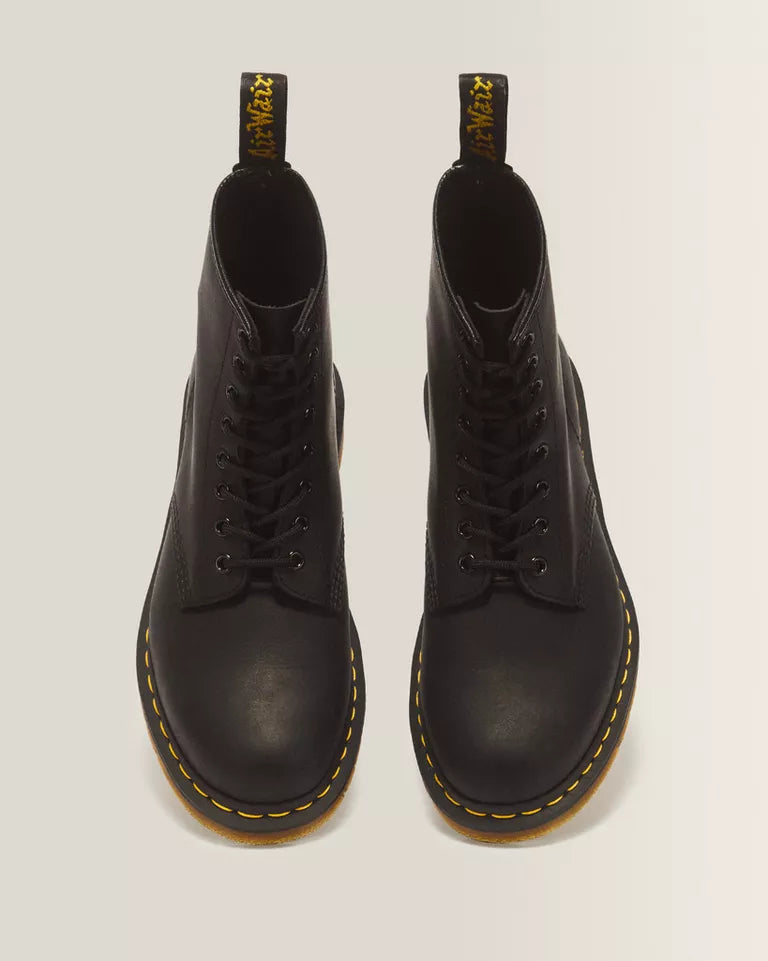 DR. MARTENS 1460 Greasy Leather Lace Boots Black Greasy
