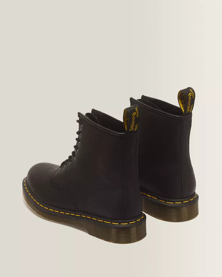 DR. MARTENS 1460 Greasy Leather Lace Boots Black Greasy