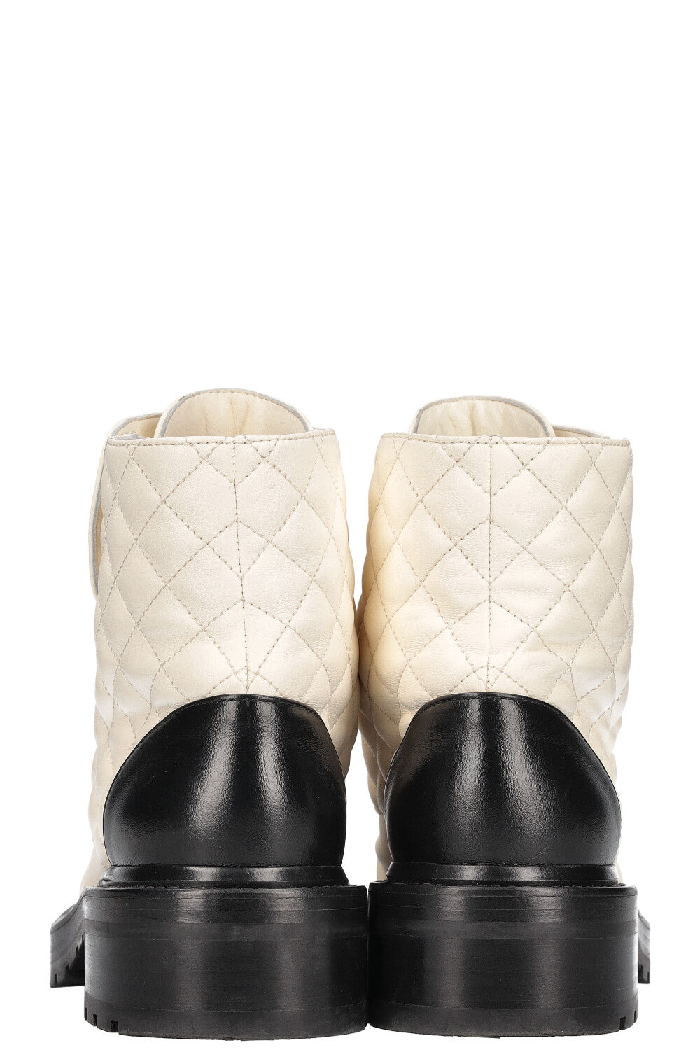 Quilted Ankle Boots White Black