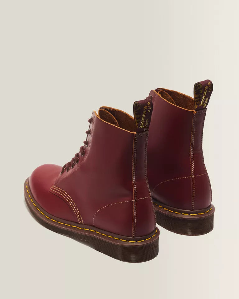 DR. MARTENS 1460 Vintage Made England Leather Lace Boots Red