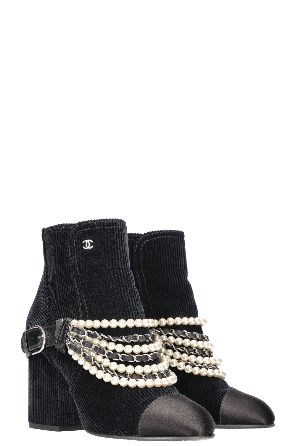 Boots Pearl Chain Cord & Satin Navy