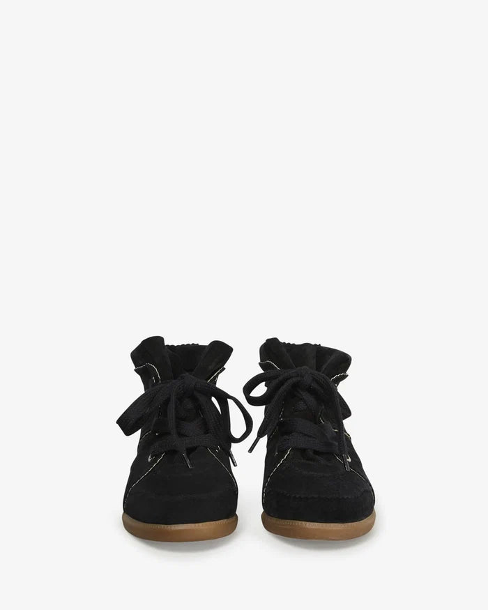 Isabel Marant Bobby Suede Calfskin Leather Wedge Sneakers Black