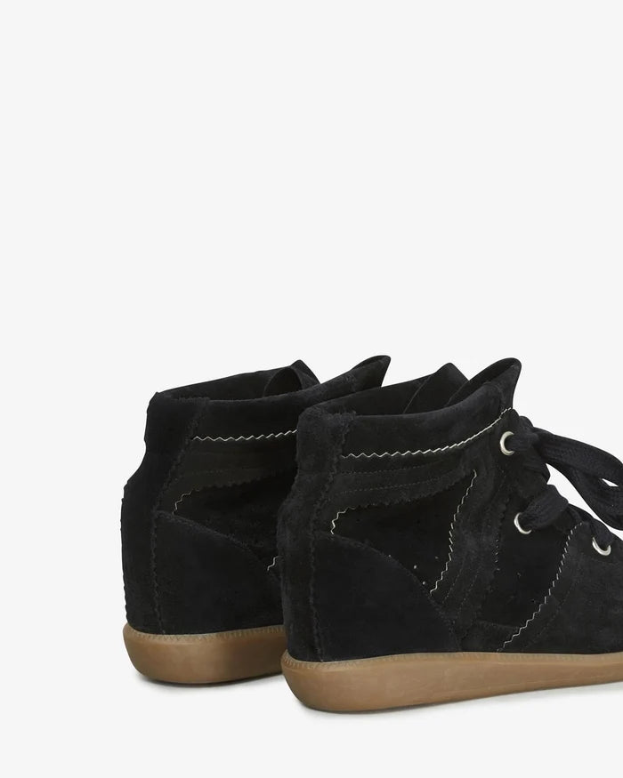 Isabel Marant Bobby Suede Calfskin Leather Wedge Sneakers Black