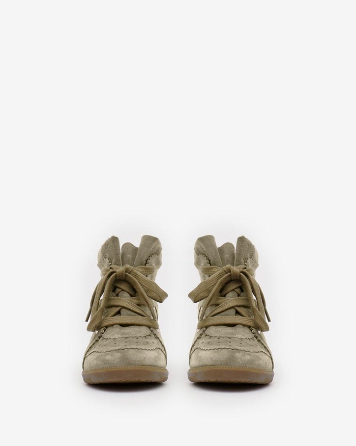 Isabel Marant Bobby Suede Calfskin Leather Wedge Sneakers Taupe