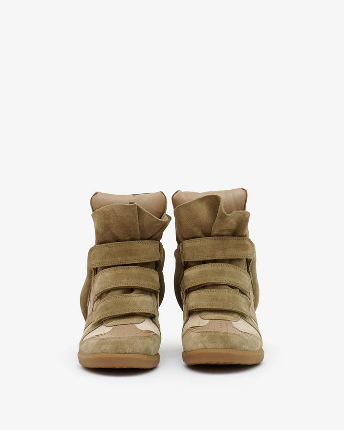 Isabel Marant Bekett Leather Wedge Sneakers Taupe