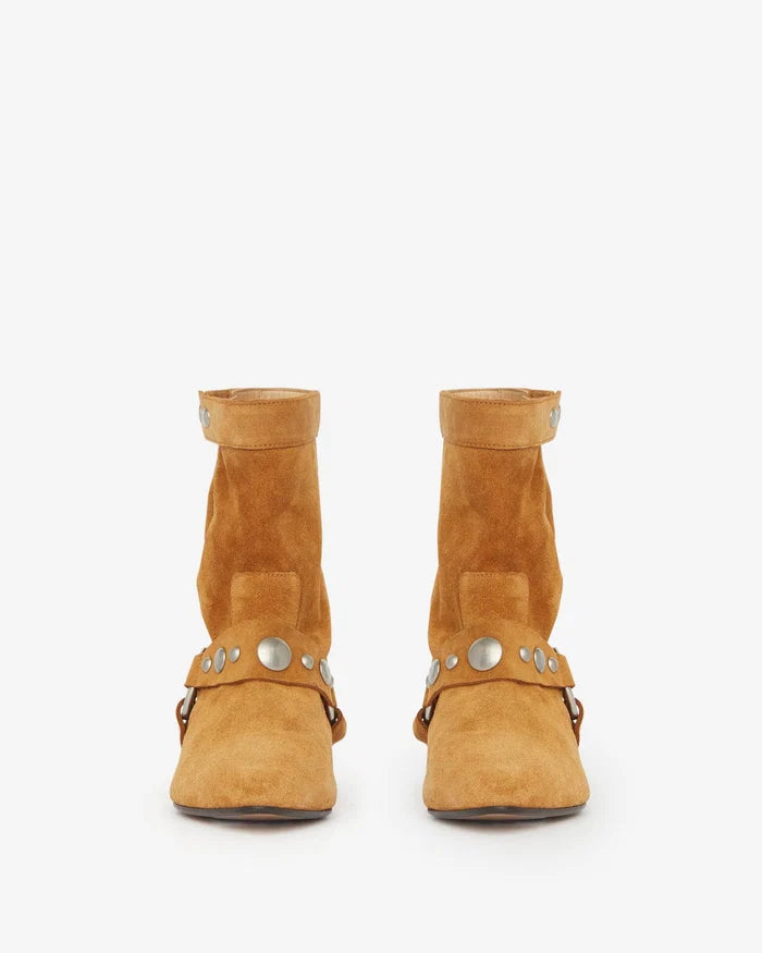 Isabel Marant Stania Flat-Heeled Boots Suede Calfskin Leather