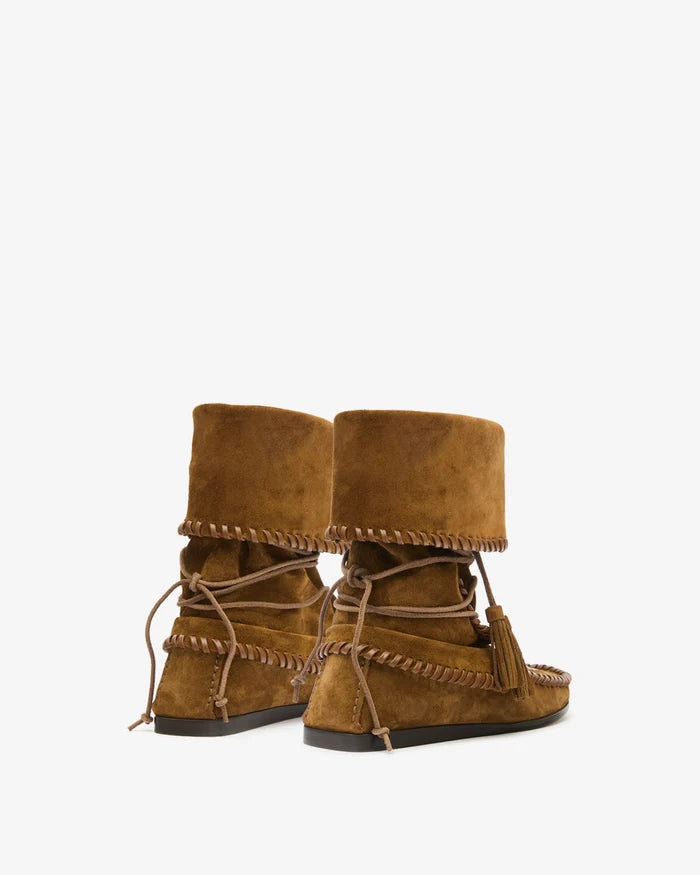 Isabel Marant Winki Boots Braided Suede Leather Light Bronze