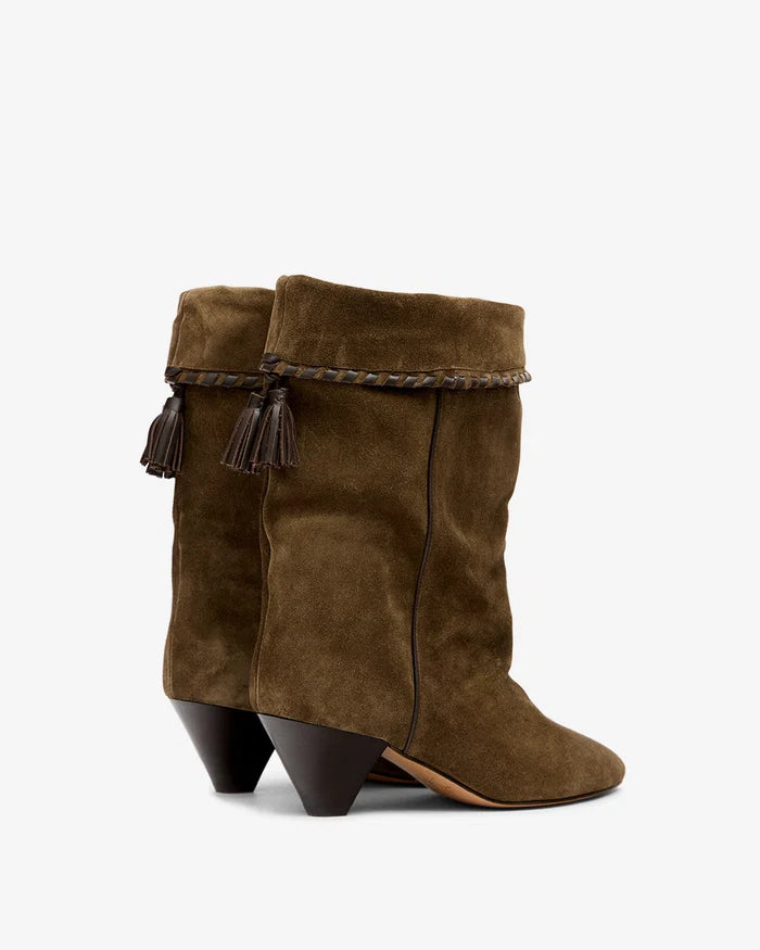 Isabel Marant Dalby Boots Suede Calfskin Leather Bronze