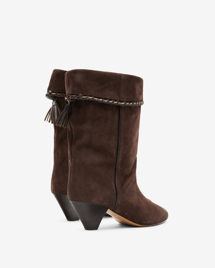 Isabel Marant Dalby Ankle Boots Draped Suede Chocolate