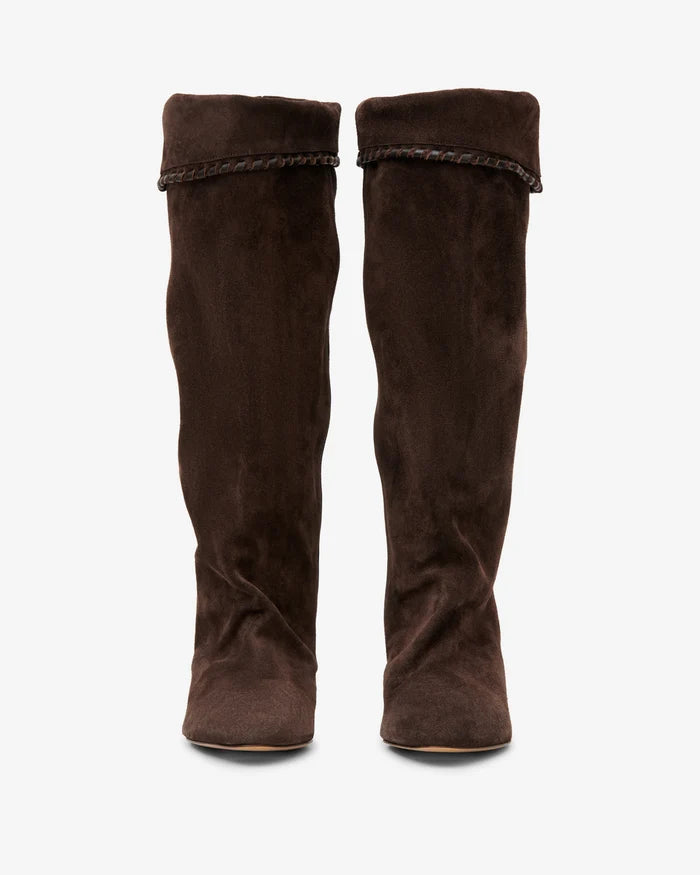 Isabel Marant Elita Boots Suede Fold-Over Boots Chocolate