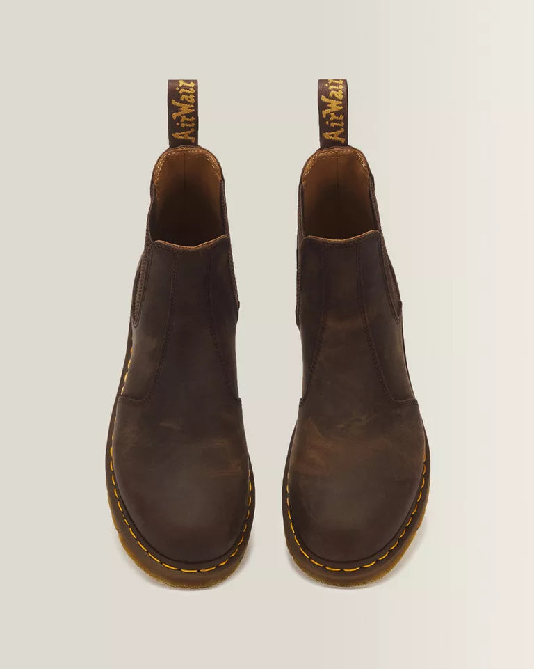 DR.MARTENS 2976 Yellow Stitch Crazy Horse Leather Chelsea Boots