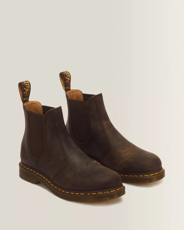 DR.MARTENS 2976 Yellow Stitch Crazy Horse Leather Chelsea Boots