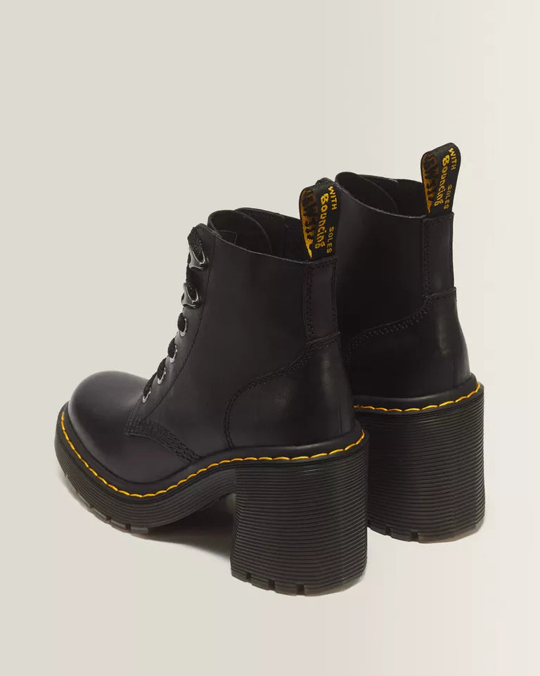 DR. MARTENS Jesy Sendal Leather Lace Flared Heel Boots