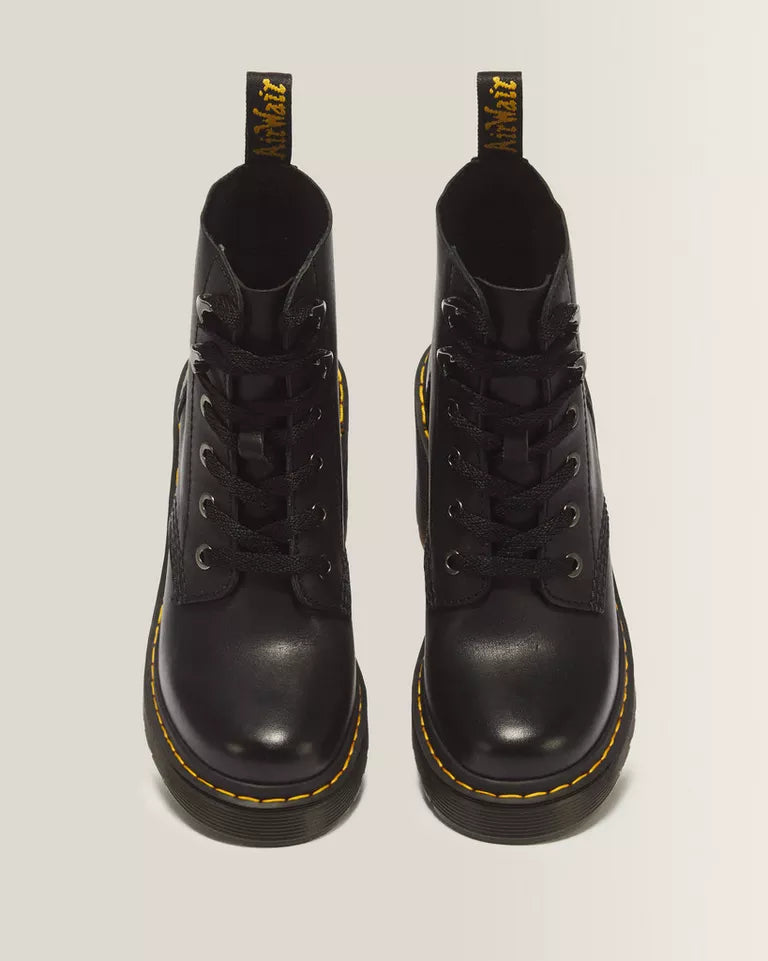 DR. MARTENS Jesy Sendal Leather Lace Flared Heel Boots