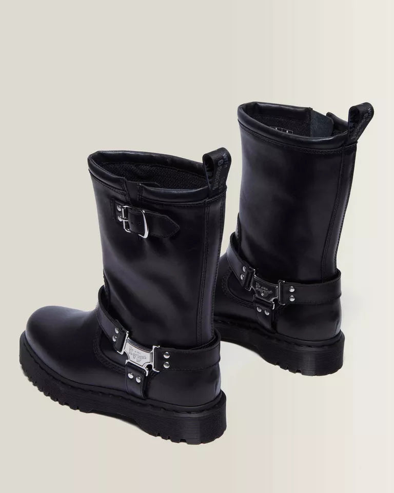 DR. MARTENS Anistone Hi Leather Biker Boots Black