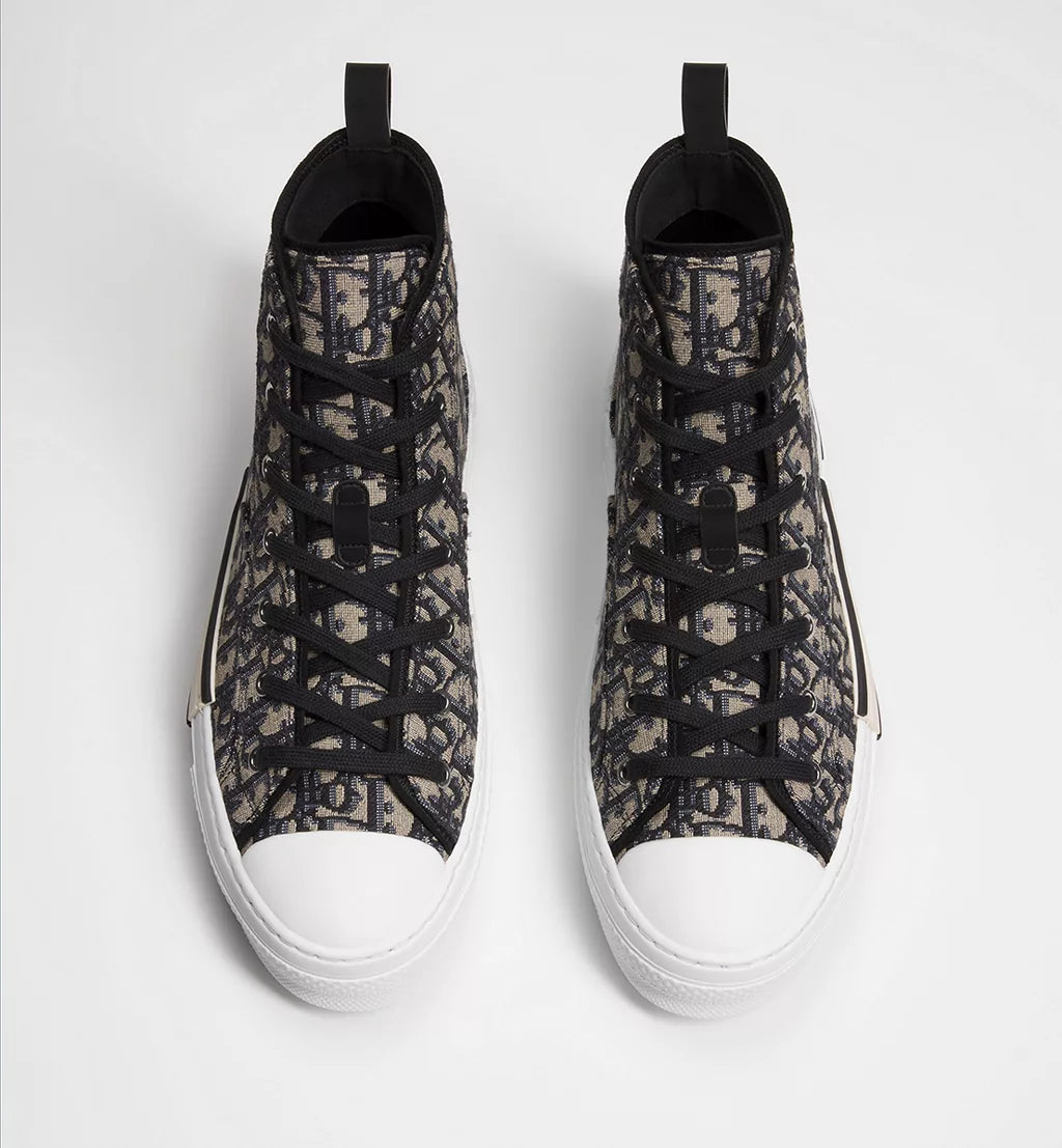 B23 League High-Top Sneaker Beige Black Oblique Jacquard