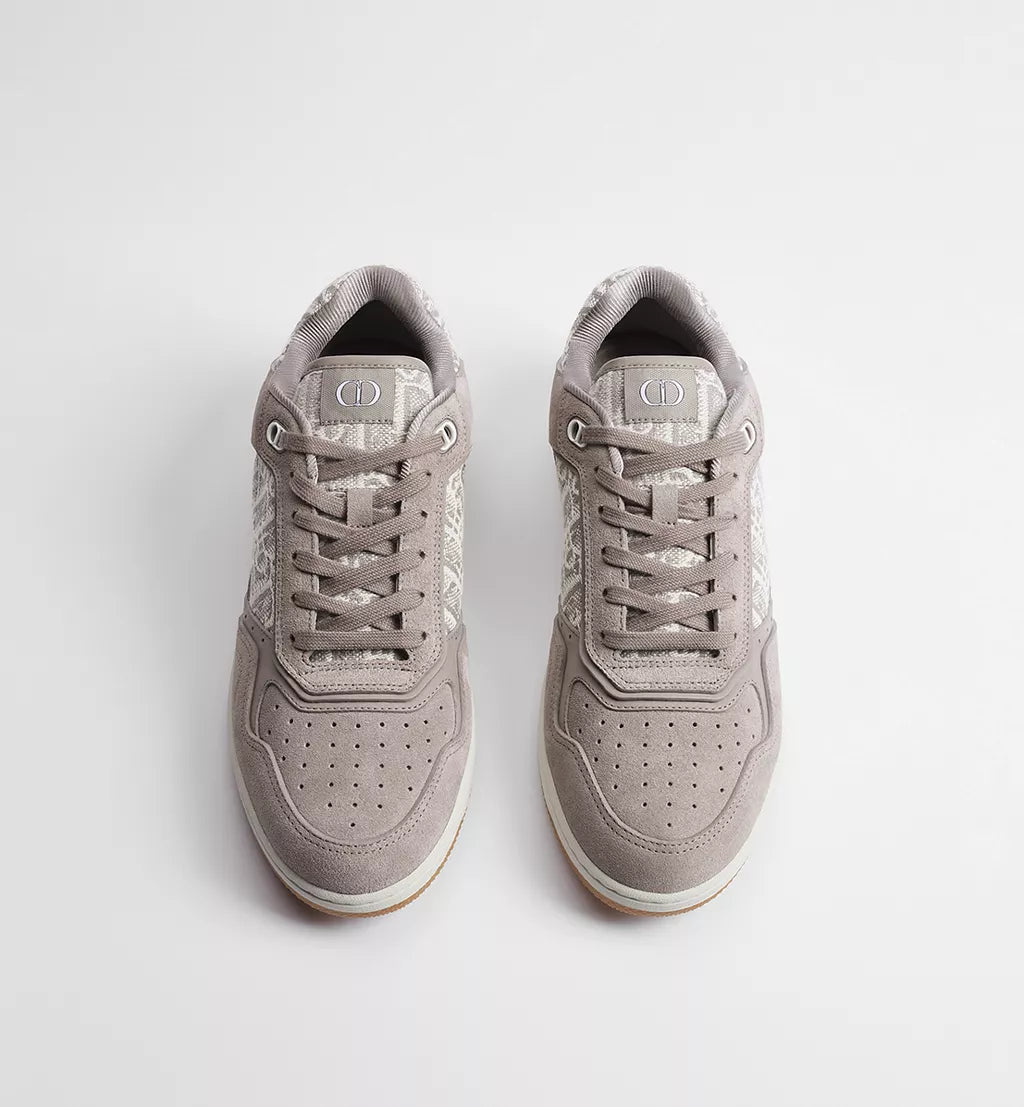 B27 Uptown Low Top Sneaker Gray Suede Calfskin Gray Oblique Jacquard