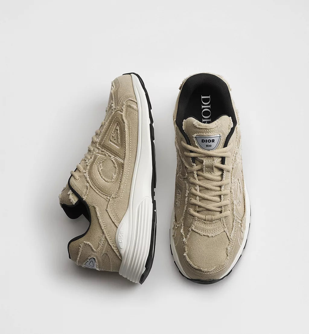 B30 Countdown Sneaker Beige Fringed Denim