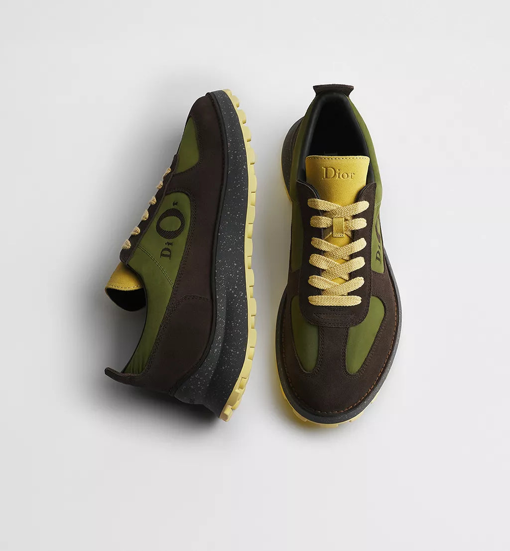 Squash Sneaker Brown Yellow Suede Calfskin Green Technical Fabric