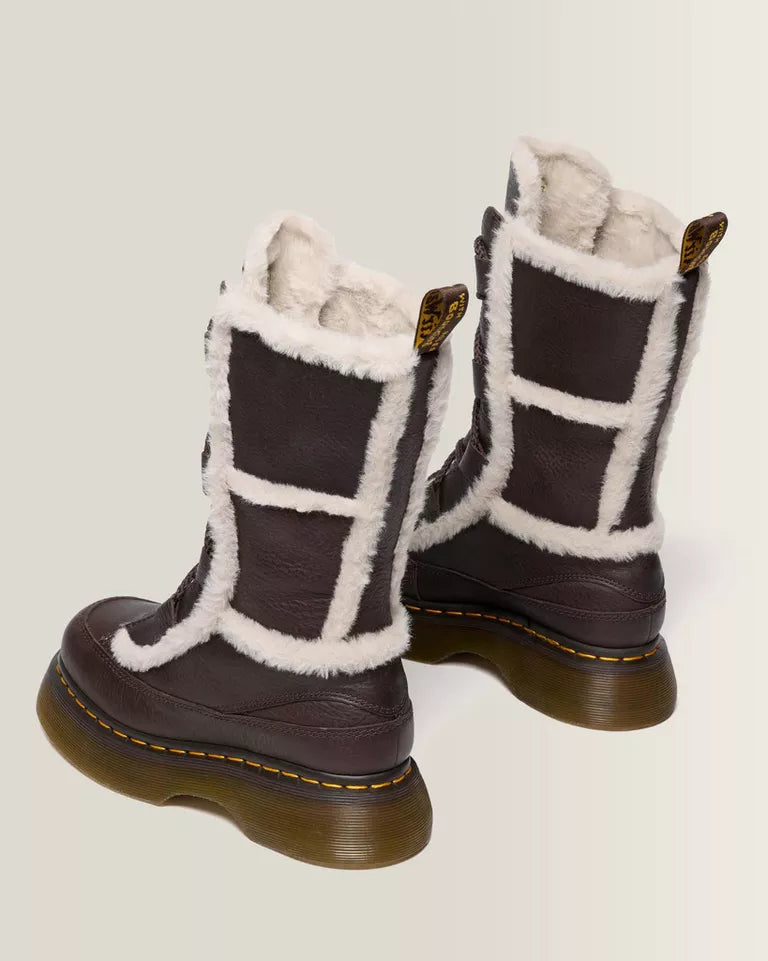 DR. MARTENS Buzz Lace Up Faux Fur Lined Grizzly Leather Lace Boots