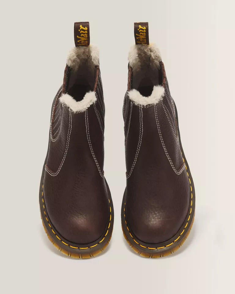 DR.MARTENS 2976 Leonore II Faux Fur Lined Grizzly Leather Chelsea Boots