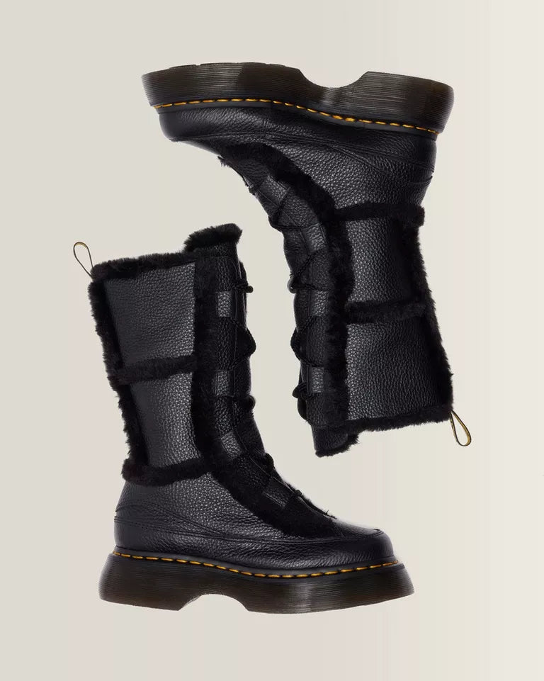 DR. MARTENS Buzz Lace Up Faux Fur Lined Milled Nappa Leather