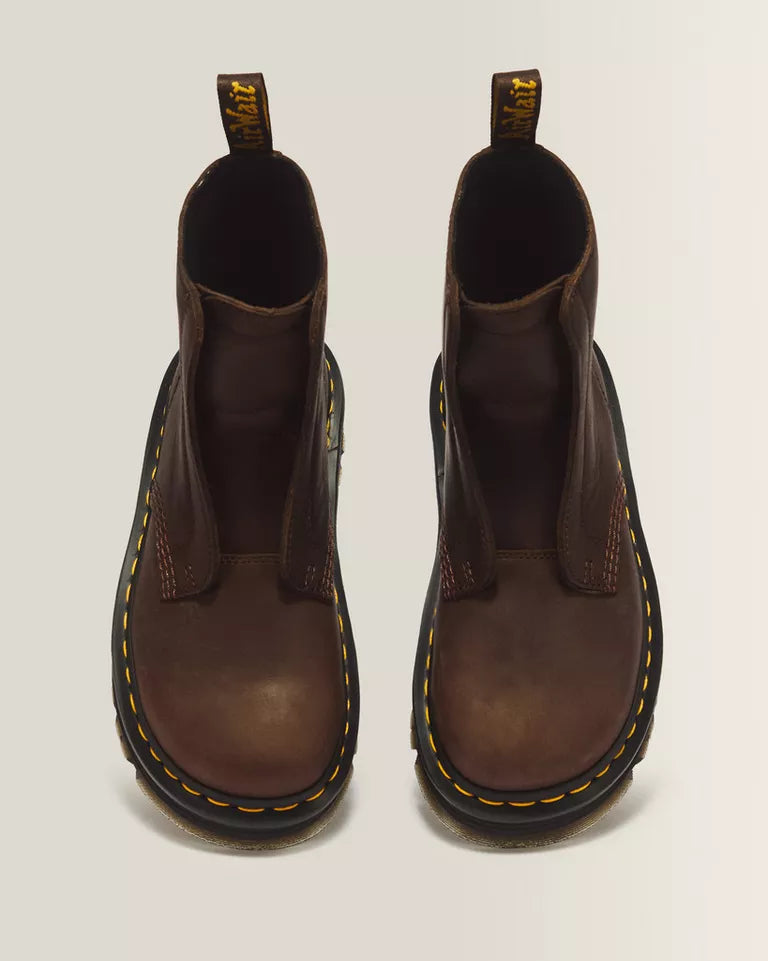 DR. MARTENS Zebzag Laceless Slip Leather Boots Dark Brown