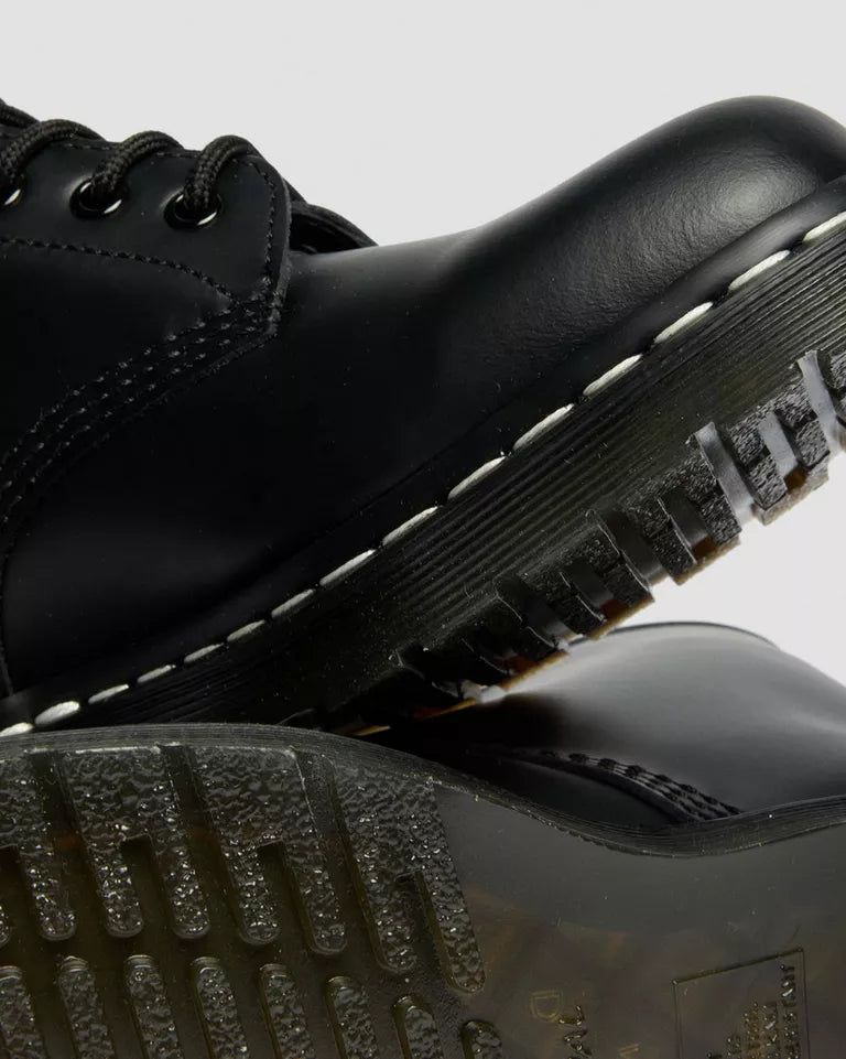 DR. MARTENS 1460 White Stitch Smooth Leather Lace Boots Black
