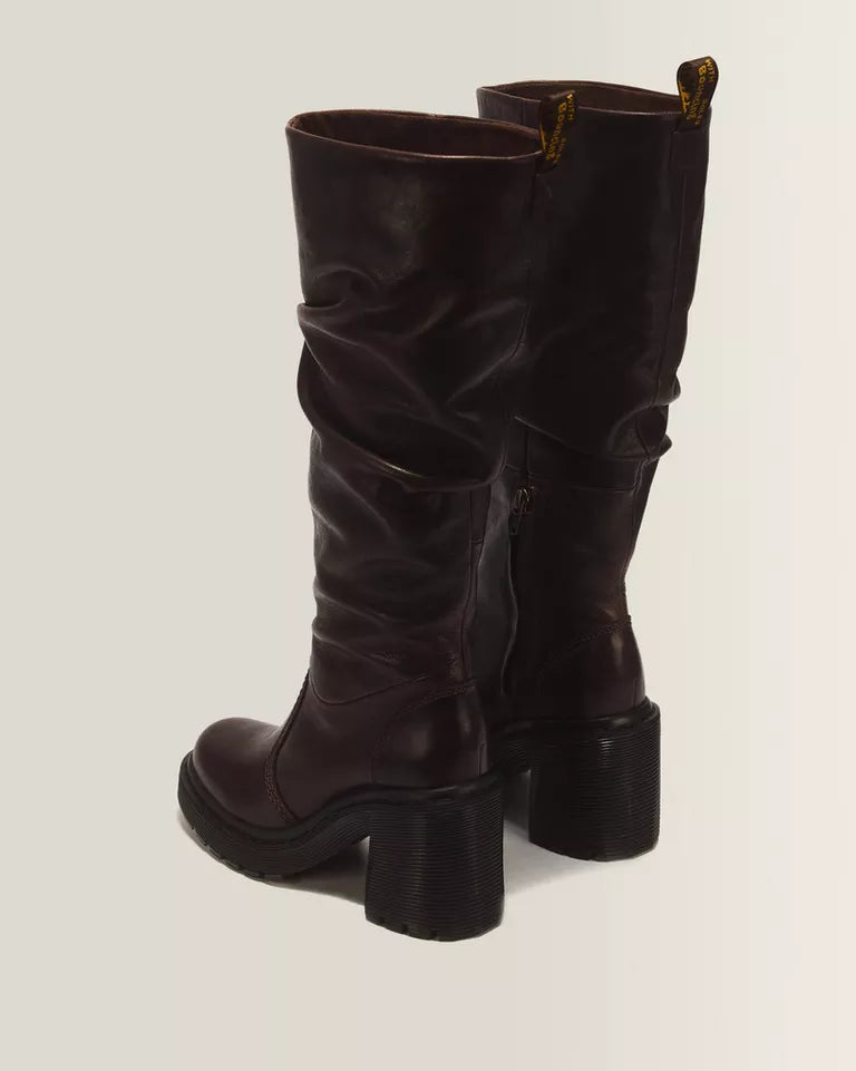 DR. MARTENS Kasey Kinsley Leather Knee High Heeled Boots