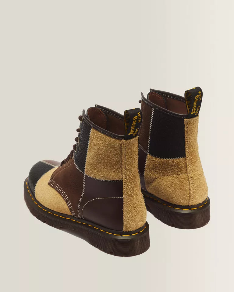 DR. MARTENS 1460 Patchwork 8 Eye Leather & Nubuck Lace Boots