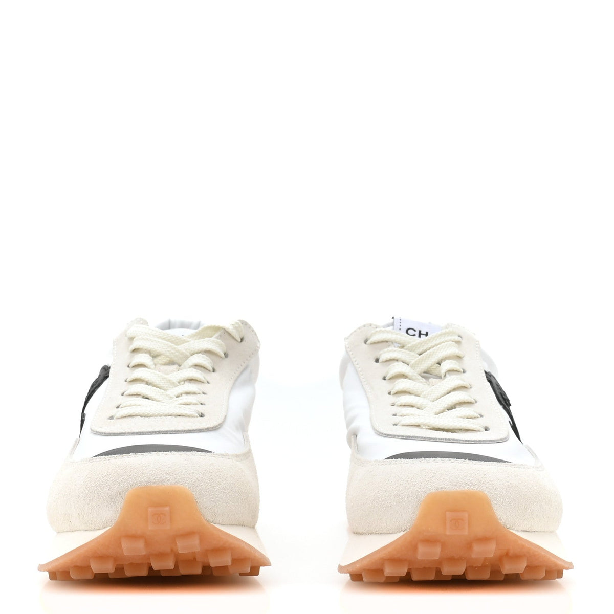 Fabric Calfskin Suede Sneakers 39 Ivory Black