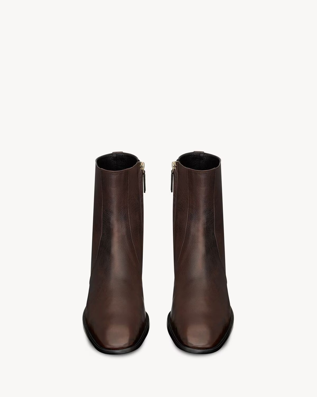 YSL Stanton Boots Grained Leather Paris Brown