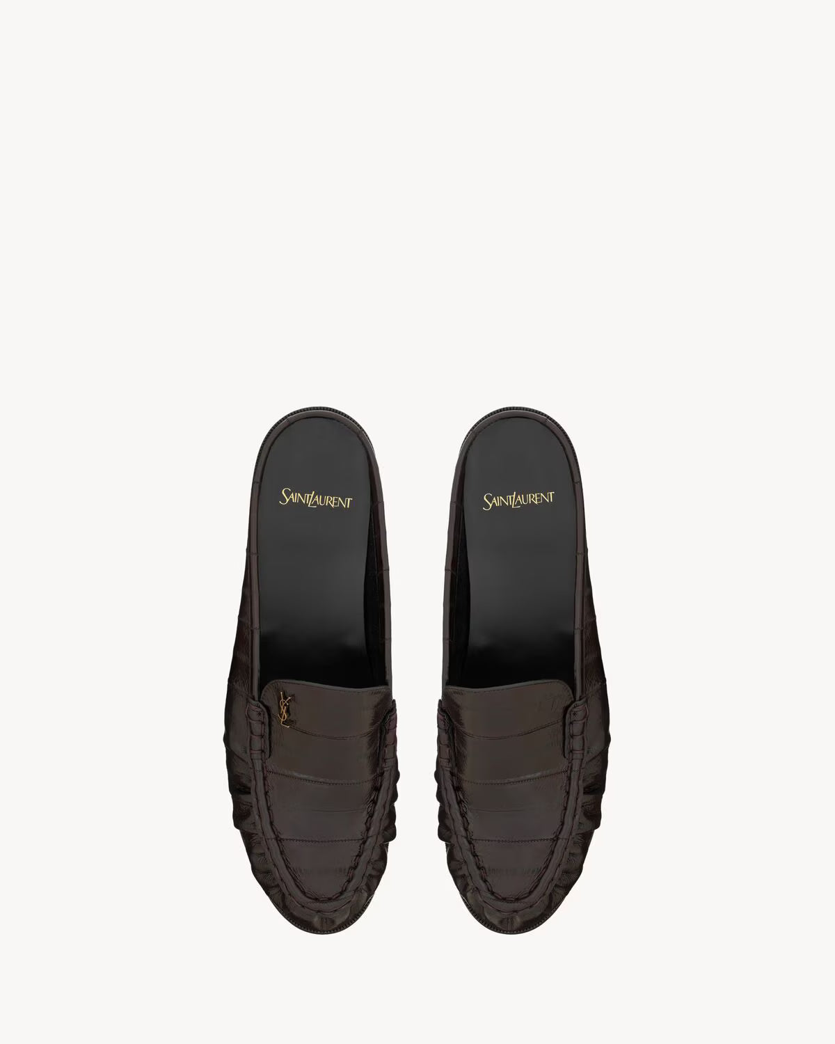 YSL Le Loafer Mules Hagfish Burnt Brown