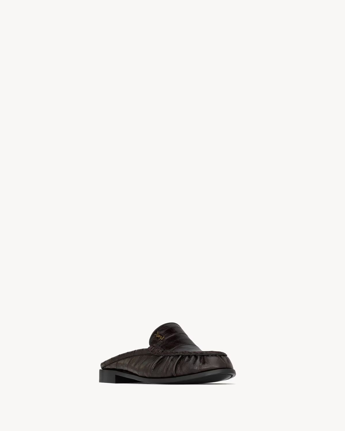 YSL Le Loafer Mules Hagfish Burnt Brown